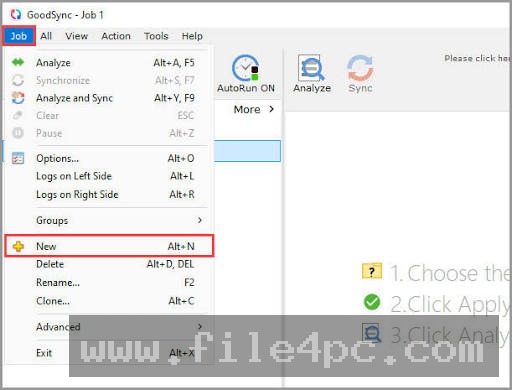 Automated Job Options configuration menu illustrating schedule triggers, file filtering rules, and client-side encryption settings.