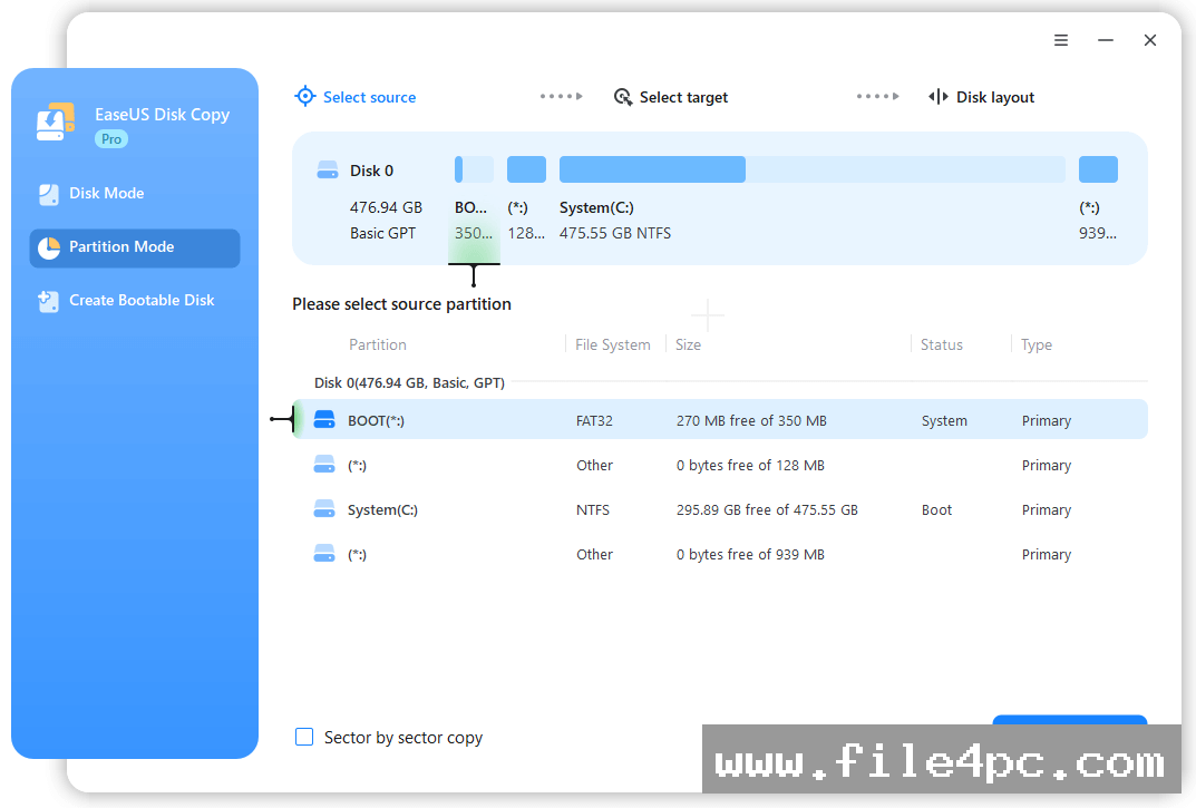 The configuration panel for adjusting, resizing, or fitting partition spaces onto the new drive capacity.